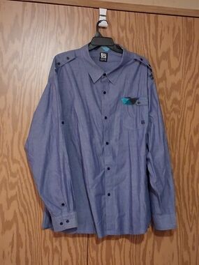 ENYCE Blue Button-Up Shirt with Accent Pocket. Hip Hop Styling Y2K Era Size 5X